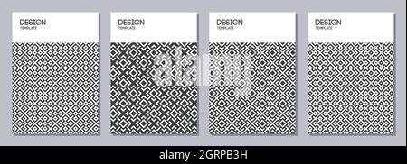 Set of flyers, posters, banners, placards, brochure design templates A6 size. Graphic design templates with rhombuses. Vector monochrome background. Stock Vector