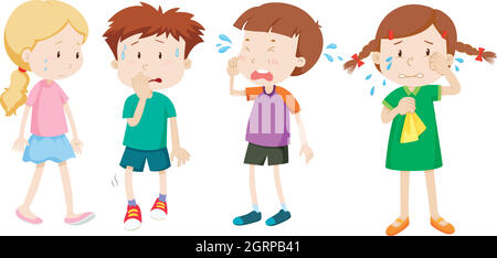 Girls and boys crying with tears Stock Vector