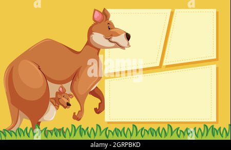 Kangaroo on note template Stock Vector