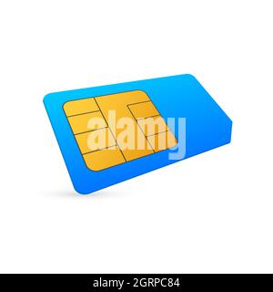 Vector mobile cellular phone Sim Card Chip Isolated on Background. Isometric style. Stock Vector