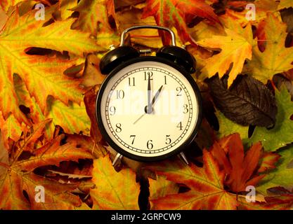 Clocks Change Back 1 Hour Autumn Fall Stock Photo