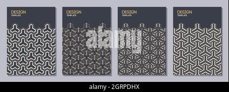 Set of flyers, posters, banners, placards, brochure design templates A6 size with korean, japanese ornaments. Graphic design for greeting, invitation Stock Vector
