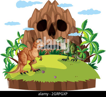Scene with two dinosaurs illustration Stock Vector Image & Art - Alamy