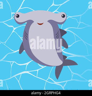 Hammer Shark on Water Background Stock Vector