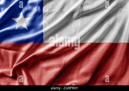 Waving detailed national country flag of Chile Stock Photo