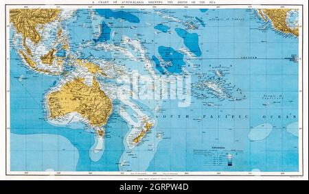 Stanford's Compendium of Geography and Travel based on Hellwald's Die Erde und ihre Völker; (1878) by Edward Stanford. Map of Australia surroundings. Stock Photo