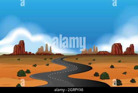 Cartoon desert landscape, wild west illustration Stock Vector Image ...