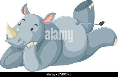 A rhinoceros character on white background Stock Vector