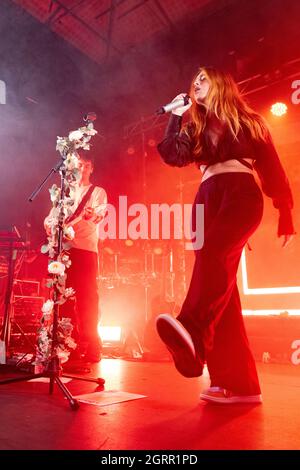 L Devine (Olivia Devine) performs to a hometown crowd at Newcastle