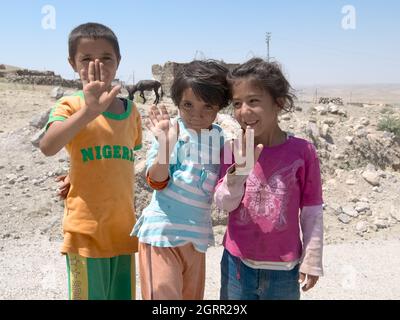 life in turkey portrait of smiling and happy children in a rural district of Central Anatolia Stock Photo