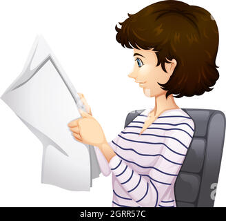 A working woman reading a newspaper Stock Vector