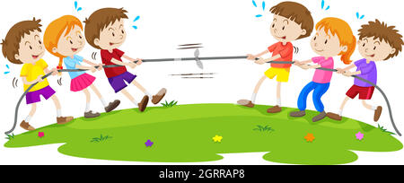 Kids tug of war. Outdoor child games, cartoon kid competition. Girl boy  pull rope, play badminton or with dog flat utter vector illustration Stock  Vector Image & Art - Alamy