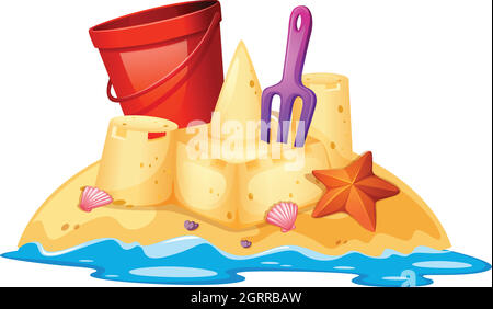 Isolated sand castle on white background Stock Vector