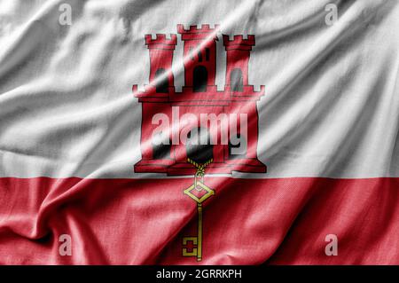 Waving detailed national country flag of Gibraltar Stock Photo