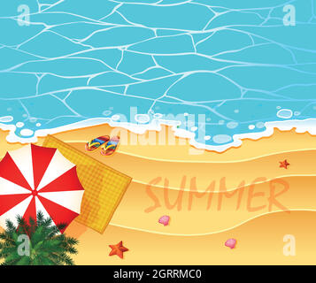 Summer theme with ocean and beach background Stock Vector