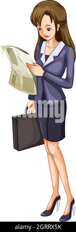 A woman reading a newspaper Stock Vector