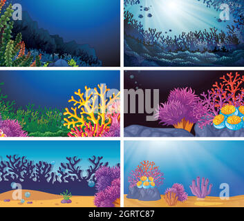Set of scenes in nature setting Stock Vector