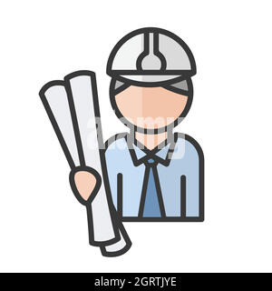 Male architect avatar. Design and planning services character. Profile user, person, man. People icon. Vector illustration Stock Vector