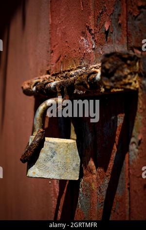 Old rusted lock Stock Photo