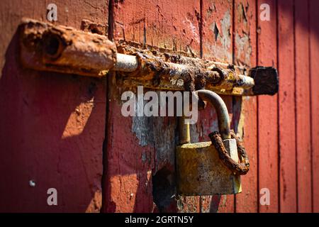 Old rusted lock Stock Photo