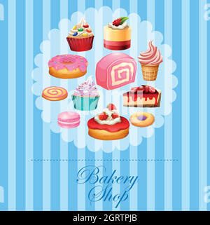 Banner design with different kind of desserts Stock Vector