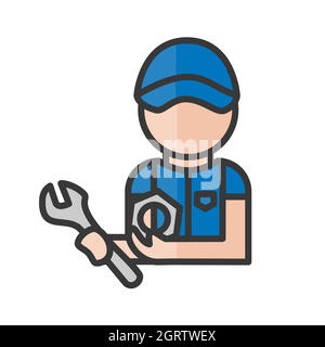 Mechanic avatar. Car services character. Profile user, person. Man icon. Vector illustration Stock Vector