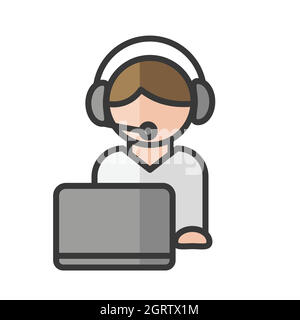 Male call center agent avatar. Phone services. Man working. Profile user, person. People icon. Vector illustration Stock Vector