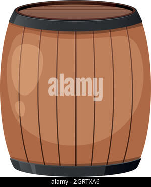 A wooden barrel on white background Stock Vector