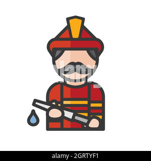 Firefighter avatar. Man working. Fireman character. Profile user, person. People icon. Vector illustration Stock Vector