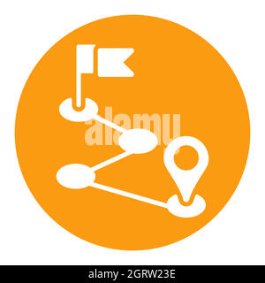 Route vector flat isolated white glyph icon. Navigation sign Stock Vector