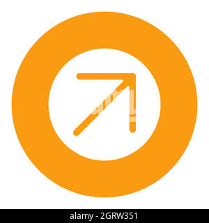 Arrow right top vector white glyph icon. Navigation sign Stock Vector