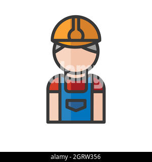 Mason avatar. Construction worker character. Profile user, person. People icon. Vector illustration Stock Vector