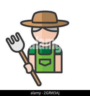 Male gardener avatar. Man working in the garden. Profile user, person. People icon. Vector illustration Stock Vector