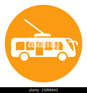 Trolley or trolleybus flat vector white glyph icon Stock Vector