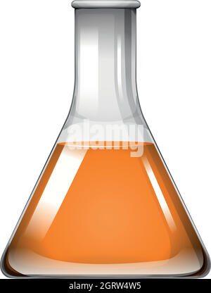 Orange liquid in glass beaker Stock Vector