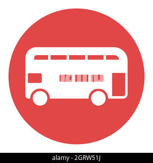 Double decker bus flat vector white glyph icon Stock Vector