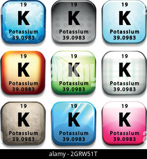 An icon showing the element Potassium Stock Vector