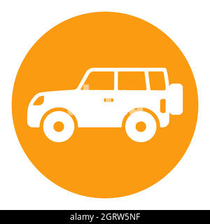 SUV car flat vector white glyph icon isolated Stock Vector
