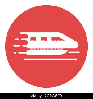 Monorail speed modern train flat vector white glyph icon Stock Vector