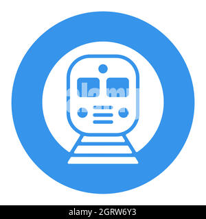 Subway underground metro train flat vector white glyph icon Stock Vector