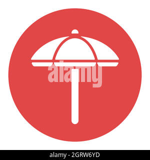Beach parasol flat vector white glyph icon isolated Stock Vector