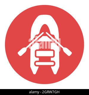 Inflatable rubber boat flat vector white glyph icon Stock Vector