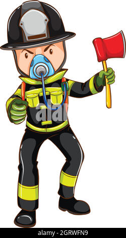 Fireman Firefighter Holding Fire Axe Circle Stock Vector Image & Art ...