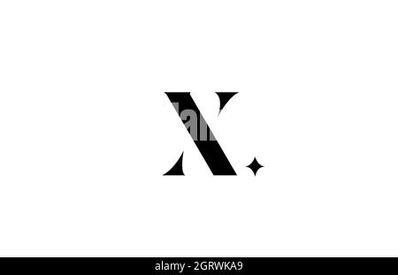 black and white X alphabet letter logo for business with star. Creative lettering for company. Corporate identity branding design icon Stock Vector