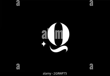 Q alphabet letter logo for business and company. Creative lettering in black and white. Corporate identity branding design icon Stock Vector