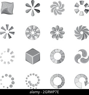 Download status icons set, monochrome style Stock Vector