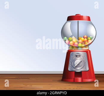 Retro gumball machine on floor Stock Vector