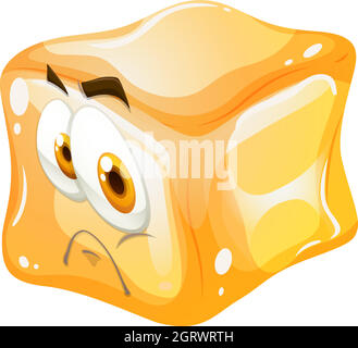 Ice cube with face Stock Vector