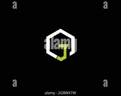 letters gj logo design with negative space effect for illustration use Stock Vector