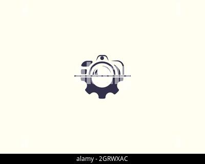 camera logo design with gear icon for illustration use Stock Vector